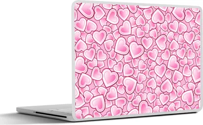 Produktbild von MuchoWow® Laptop Aufkleber Sticker Cover Mädchen - Herzen - Rosa - Muster - Mädchen - Kind - Kinder 30x21 cm - Sticker für Laptop - Selbstklebend