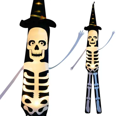 Produktbild von Halloween-Motiv-Lichterkette - Skelett - Batteriebetriebene LED-Dekoration für Halloween und Partys - Warmweiß