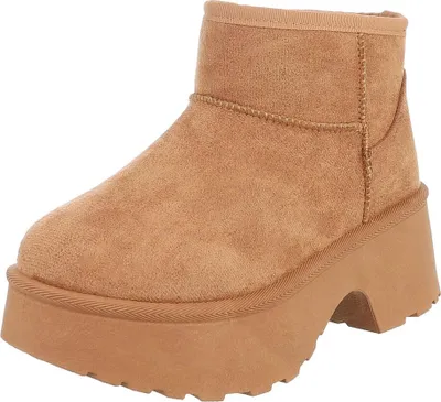 Produktbild von Ital-Design Damen Stiefeletten Plateaustiefeletten Warm gefüttert Wildlederoptik Snowboots 90503060 Camel Gr.  39