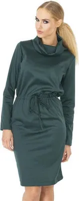 Produktbild von Elegantes Kleid mit Schalkragen; Dunkelgrün M/38