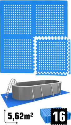 Produktbild von 5,6 m² Poolunterlage - 16 EVA Matten 62x62 - Unterlegmatten Set - Pool Unterlage