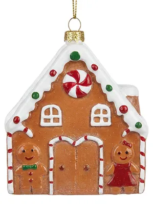 Productafbeelding van Clayre & Eef kerstornament huis, bruin, kunststof