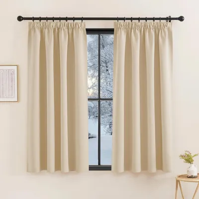 Immagine prodotto di Tende oscuranti termiche, completamente opache, con balza, 145x140 cm (confezione da 2), color beige