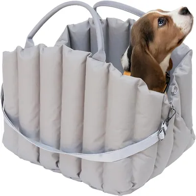 Immagine prodotto di Borsa da trasporto per animali domestici - Borsa per cuccioli e gatti - Trasporto sicuro - Apertura traspirante - 45x35x35 cm - Grigia