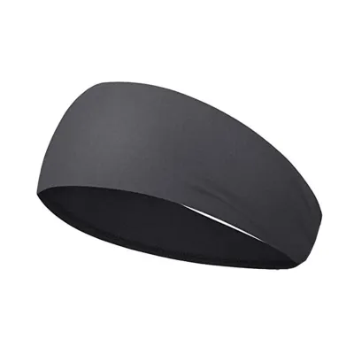 Produktbild von Sport-Stirnband für Herren, feuchtigkeitsableitend, breites Workout-Stirnband, schnelltrocknend, einfarbig, Schweißband zum Laufen, Radfahren, Dunkelgrau
