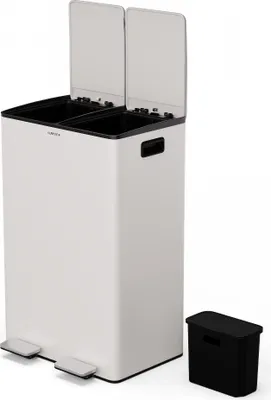 Image de Klarstein EcoVista Poubelle - 60 L Tri sélectif avec bac à compost amovible, fermeture douce, acier inoxydable, poubelle de cuisine