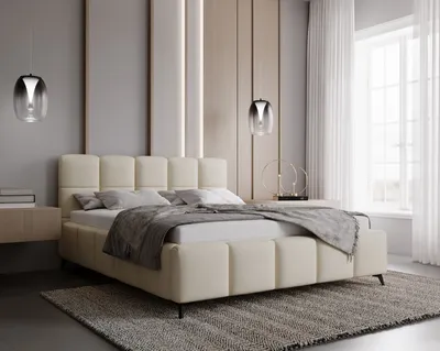 Produktbild von ADIDAR Zeitloses Polsterbett Gabi 200x200 cm - mit Metallrahmen, Bettkasten, Lattenrost, Robuste Konstruktion - Creme (Amor Velvet 4323)