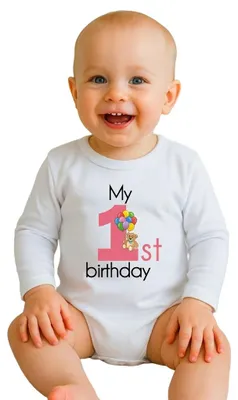 Produktbild von Babybody mit Aufdruck New Baby Mein erster Geburtstag rosa, Gr. 80 (9-12m)