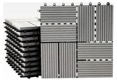Produktbild von WPC Bodenfliese Rhone, Holzoptik für Balkon und Terrasse, 11 Stück à 30x30cm = 1m² - Grau