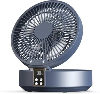 Immagine prodotto di Ventilatore da tavolo Silent Power, orientabile a 120°, LED, timer, 3 velocità, ricaricabile tramite USB, portatile