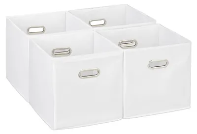 Produktbild von Set mit 4 Aufbewahrungsboxen, Klappregale, HxBxT: 30x30x30 cm, mit Griffen, faltbare Boxen für