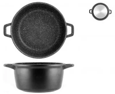 Immagine prodotto di H&H Casseruola Alta Antiaderente Pietra Fondo Induzione Cm24