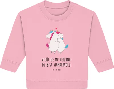 Produktbild von Mr. & Mrs. Panda Organic Baby Pullover Einhorn Mitteilung 24. - 36. Monat - Baumwolle Pink - Geschenk, Liebe, Einhörner, Spruch, Bullover, Valentinstag, Unicorn