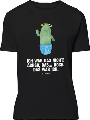 Produktbild von Mr. & Mrs. Panda Größe XL T-Shirt Kaktus Heilig - Schwarz - Geschenk, Bruder, Schwester, Shirt, Kakteen, Tshirt, Familie, Heiligenschein, mit Spruch, Eltern