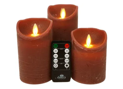 Produktbild von 3er Set LED Kerzen ANTIK ROSA Fernbedienung mit Timer und Dimmer