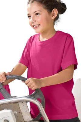 Zdjęcie produktu dla T-shirt dziecięcy na lato, 100% bawełna, bez nadruku, jednolity kolor, 145 g/m2, kolor purpurowy, rozmiar 158 cm / 12 lat