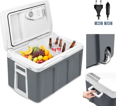 Produktbild von LZQ Kühlbox elektrisch 48L Grau Kühlbox Camping Kühlschrank 230 V und 12 V für KFZ Auto Camping, zum Kühlen und Warmhalten, mit ECO Modus