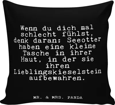 Produktbild von Mr. & Mrs. Panda Dekokissen Wenn du dich mal... - Schwarz - Geschenk, kuschelkissen 40x40, Glizer Spruch Sprüche Weisheiten Zitate Lustig Weisheit Worte, Liebeskummer