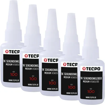 Produktbild von TECPO 1K Sekundenkleber mittelviskos 20g extra stark Superkleber Cyanacrylat Klebstoff für Holz, Glas, Metall, Kunststoff enge Spalten, schnelle Fixierung