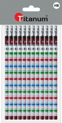 Image de Crayon avec gomme et table de multiplication 12 pcs Titanum
