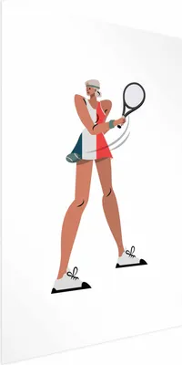 Produktbild von Posterpapier Poster - Tennis Player with a Racket on a White Background - Illustration 60x90 cm Abstrakt i-B-10054-ao-a
