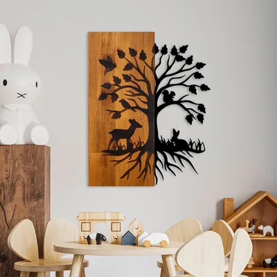 Immagine prodotto di Wallity, Nature, accessorio decorativo da parete in legno, noce, 100 % LEGNO / METALLO, 46 x 3 x 58 cm