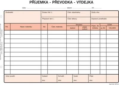 Produktbild von Tiskopis Příjem - převod - výdej Optys, A5, samopropisovací, 100 listů