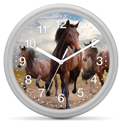 Produktbild von EUROTIME Kinderwanduhr Pferd - 3 braune Pferde