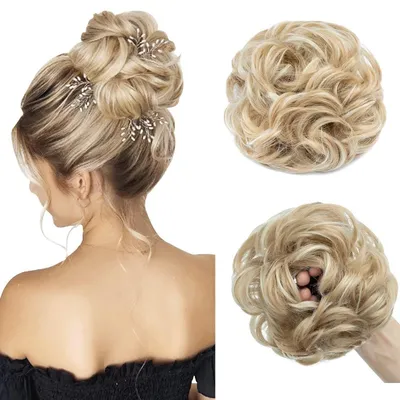 Produktbild von Voluminöses Dutt Haarteil mit Gummiband 55g Dunkelblond bis Bleichblond
