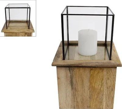 Image de Photophore en bois 28x28x44 cm