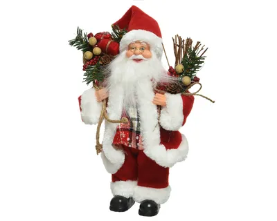 Produktbild von Weihnachtsmann Figur mit Weihnachtssack 30cm rot