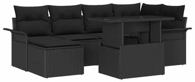 Imagen del producto de Juego de jardín modular para relajarse, fabricado con ratán sintético resistente a la intemperie y con cojines, color