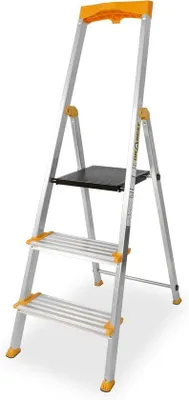 Produktbild von Famanu Haushaltsleiter 3 Stufen - Klappbar - Trittleiter - Aluminium