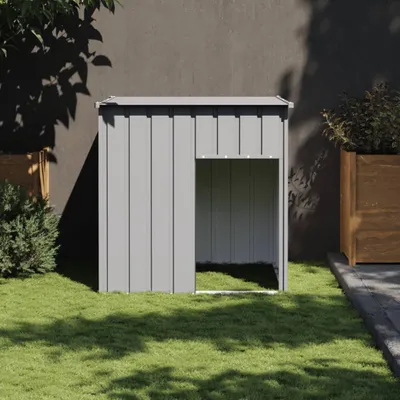 Produktbild von "2026 Promotion" Hundehütte mit Dach Hellgrau 110x103x109 cm Verzinkter Stahl - Hunde-Transportboxen CC2030