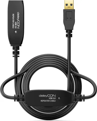 Image de deleyCON Câble actif USB 3.0 de 15m Rallonge active avec 2 amplificateurs de signal Câble répéteur USB3.0 Rallonge PC Ordinateur Imprimante Scanner