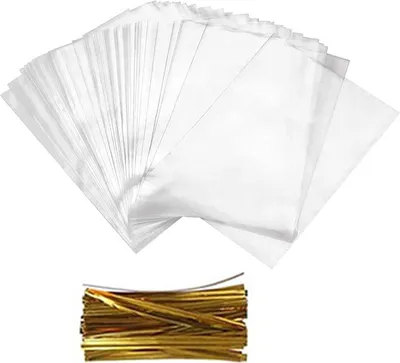 Produktbild von 100 Stück durchsichtige Zellophantüten, 10 x 15 cm, durchsichtige OPP-Tüten, süße Party-Geschenktüten für Gebäck, Popcorn, Kekse, Süßigkeiten, Seife, Plätzchen (enthalten Zugbänder)