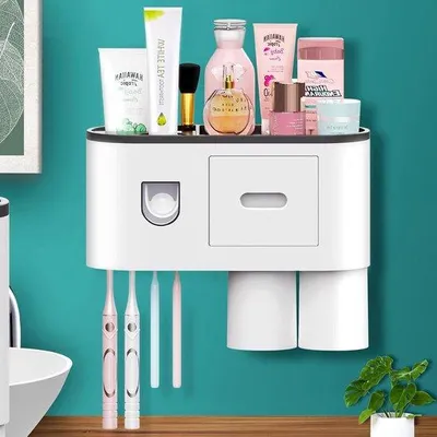 Produktbild von Famanu Automatischer Zahnpasta-Spender Wandmontage - Multifunktionale Badezimmerorganisation