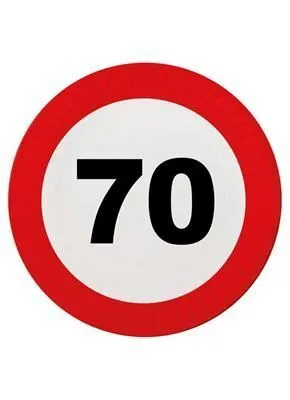 Obrázek produktu pro Párty talíře dopravní značka - narozeniny - 70 let - 23 cm - 8 ks