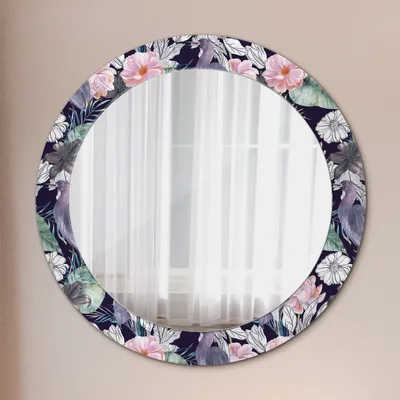 Produktbild von Wohnzimmer Spiegel - Mirror zum Wandspiegel Schlafzimmer – Schminkspiegel - Kraniche Vögel - Runder: Ø70cm