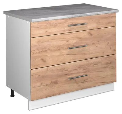 Image de Meuble cuisine Vicco Fame-Line Chêne de force doré/Blanc 100cm, PT Marbre, Model 61990