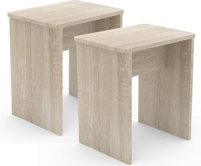Immagine prodotto di Set da 2 pezzi in legno: poggiapiedi, cubo, sgabello e tavolino laterale Esal