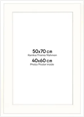 Produktbild von FRAMAI® Bilderrahmen 50 x 70 cm in Weiß – mit Passepartout – MDF Holzrahmen, bruchsicheres Plexi, umweltfreundlich, mit Aufhängung & Ständer – Hochformat & Querformat