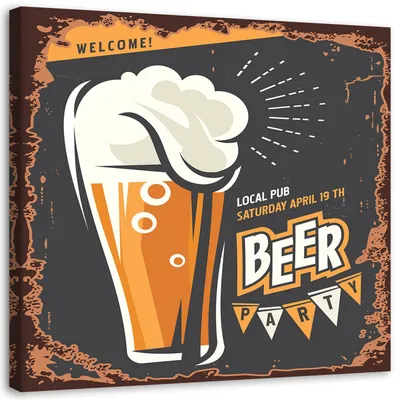 Produktbild von Leinwandbild bier-schild 40x40 cm Feeby braun wandbild bereit zum aufhängen