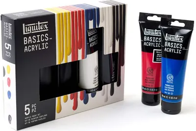 Produktbild von Liquitex Basics Acrylfarben-Set mit 5 Farben – 118ml