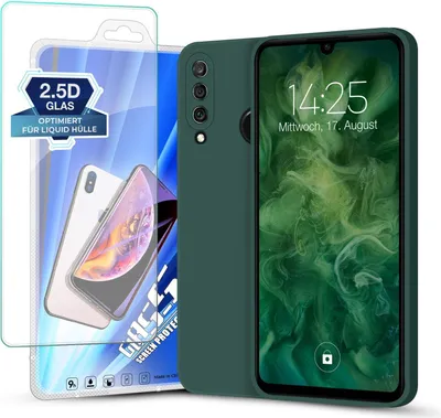 Produktbild von Hülle für Huawei P30 Lite mit 9H Displayglas Displayschutz Plus Case Cover Bumper Silikon Softgrip Schutzhülle Farbe: Grün