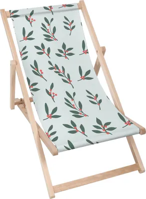 Produktbild von Dreamroots Liegestuhl klappbar Holz bis zu 130 kg, Sonnenliege klappbar mit 3-stufiger Neigungsregulierung der Rückenlehne, Leaves and Red Berries