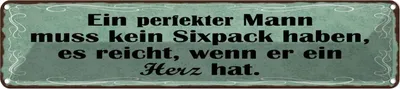 Produktbild von vianmo Blechschild 10x46 cm Mann kein Sixpack reicht Herz Spruch Zitat