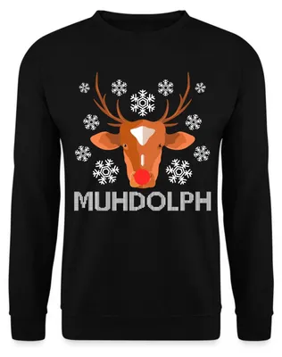 Produktbild von Spreadshirt Muhdolph Rentier Ugly Christmas Uni Pullover, XXL, Schwarz