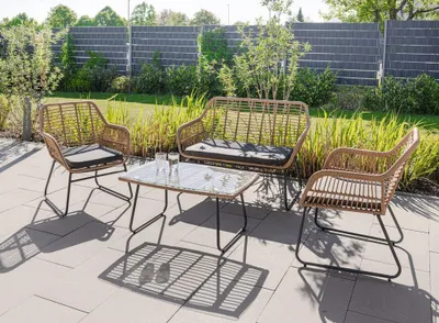Produktbild von Lounge-Set 7tlg.helles Rattan mit Sitzkissen - Grau