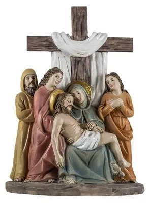 Kreuzabnahme Jesu Harzfigur handbemalt 16 cm
